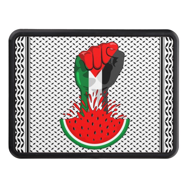 Palestine resistance fist on Watermelon Trailer Hitch Cover (Front)