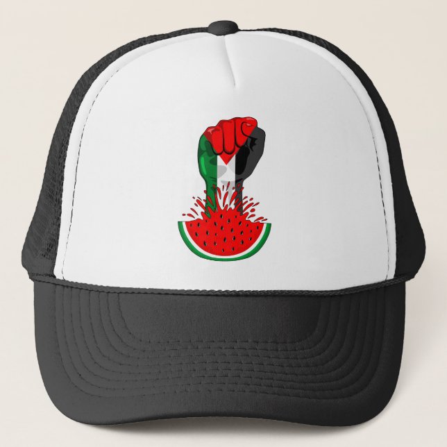 Palestine resistance fist on Watermelon Trucker Hat (Front)