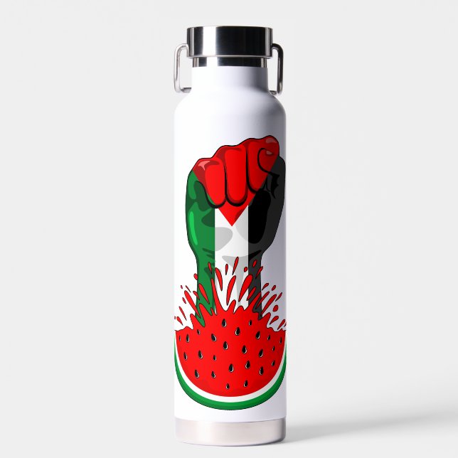 Palestine resistance fist on Watermelon Water Bottle (Front)