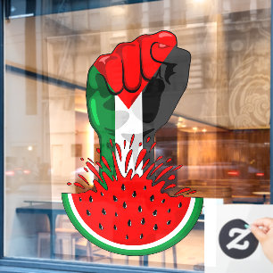 Palestine resistance fist on Watermelon Window Cling
