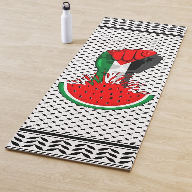 Palestine resistance fist on Watermelon Yoga Mat (In Situ)