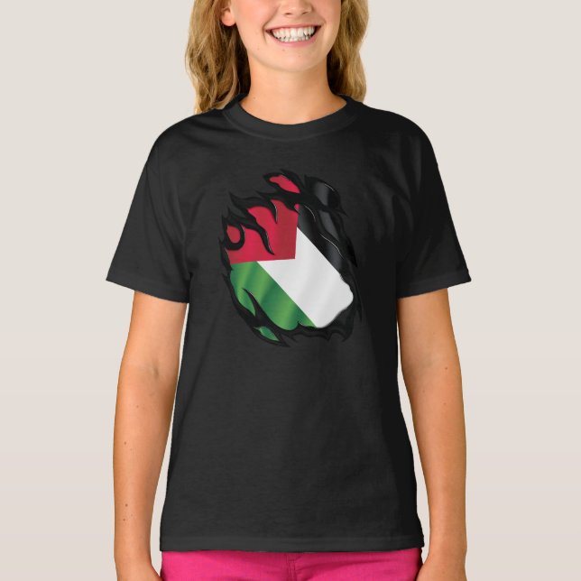 Palestine Ripped Flag T-Shirt (Front)
