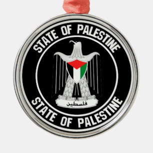 Palestine Round Emblem Metal Ornament