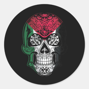 Palestine Skull And Roses Flag Classic Round Sticker