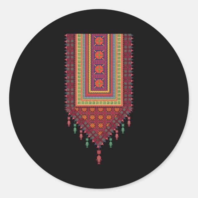 Palestine Tatreez Classic Round Sticker (Front)