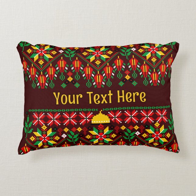 Palestine Tatreez Traditional Embrodery Accent Pillow (Front)