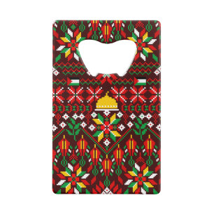Palestine Tatreez Traditional Embrodery Credit Card Bottle Opener