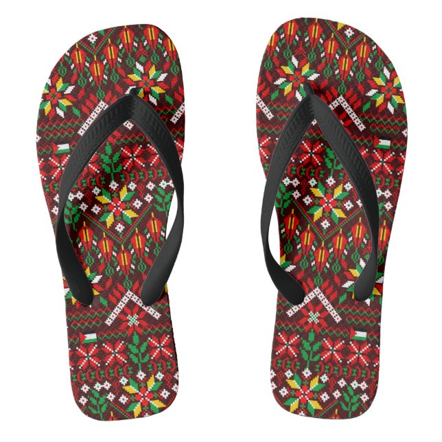 Palestine Tatreez Traditional Embrodery Flip Flops (Footbed)