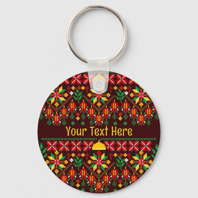 Palestine Tatreez Traditional Embrodery Keychain (Front)