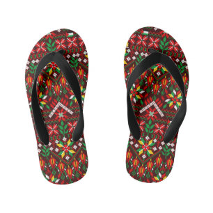 Palestine Tatreez Traditional Embrodery Kid's Flip Flops