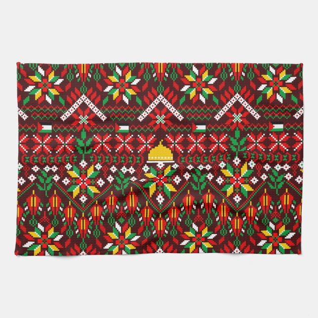 Palestine Tatreez Traditional Embrodery Kitchen Towel (Horizontal)
