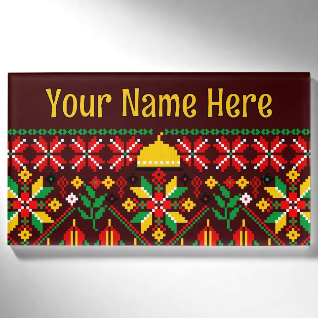 Palestine Tatreez Traditional Embrodery Name Tag (Front)