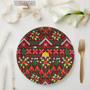 Palestine Tatreez Traditional Embrodery Paper Plate
