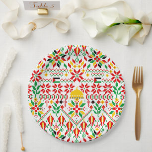 Palestine Tatreez Traditional Embrodery Paper Plate