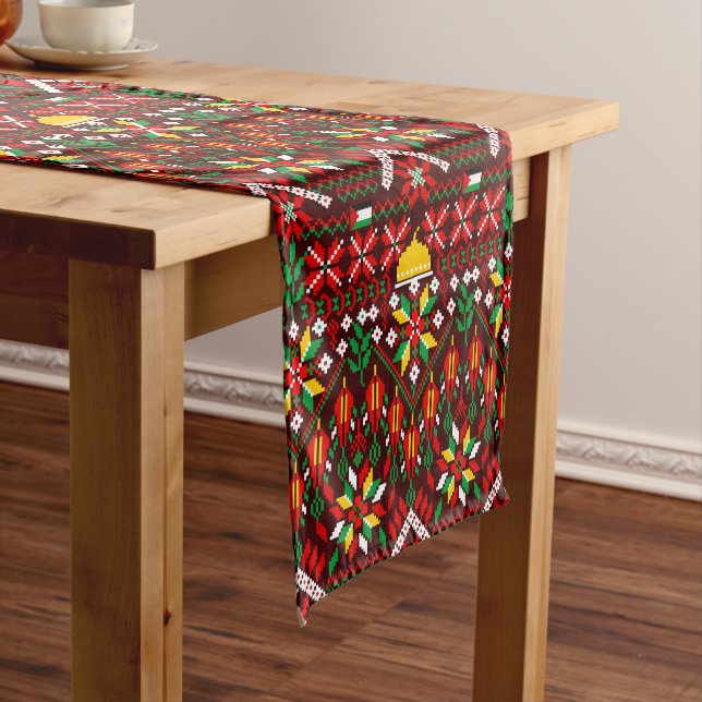 Palestine Tatreez Traditional Embrodery Short Table Runner (In Situ)