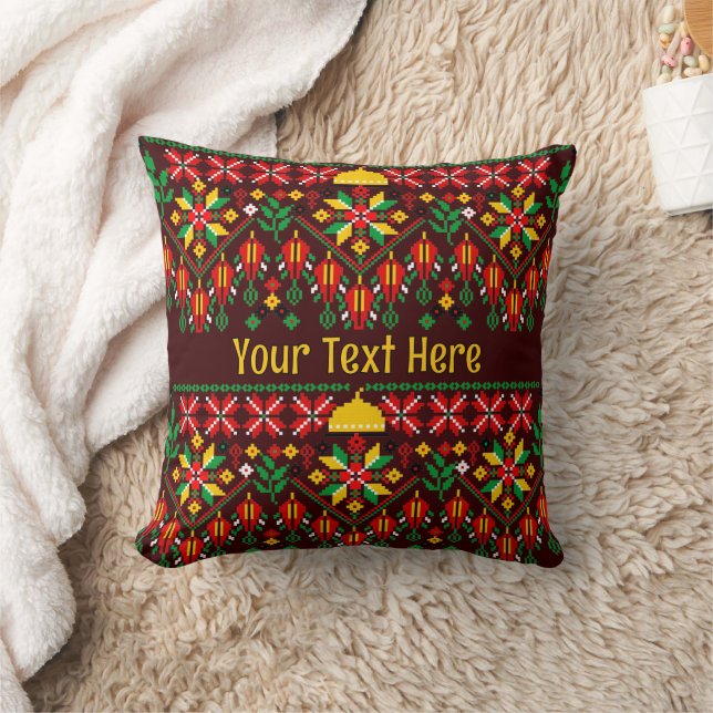 Palestine Tatreez Traditional Embrodery Throw Pillow (Blanket)