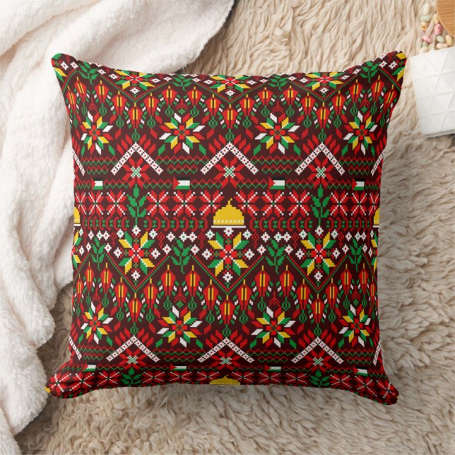 Palestine Tatreez Traditional Embrodery Throw Pillow (Blanket)