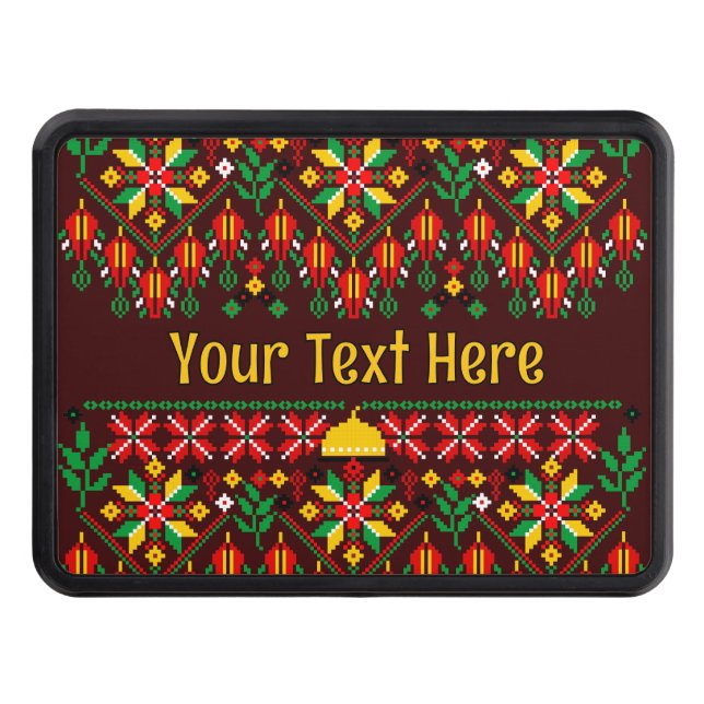 Palestine Tatreez Traditional Embrodery Trailer Hitch Cover (Front)