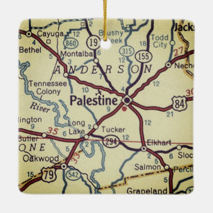 Palestine TX Vintage Map Ceramic Ornament