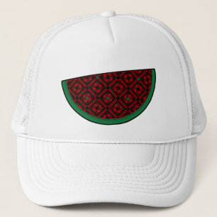 Palestine watermelon Embroidery red tatreez  Trucker Hat