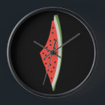 Palestine Watermelon Flag Map. Free Palestinians. Clock<br><div class="desc">After the six-day war in 1967, the Israeli government banned the Palestinian flag. The watermelon took its place due to it sharing the colours of the flag: red, black, white, and green. the fruit can be seen from the stone walls of Gaza to the galleries of Ramallah, hinting at the...</div>