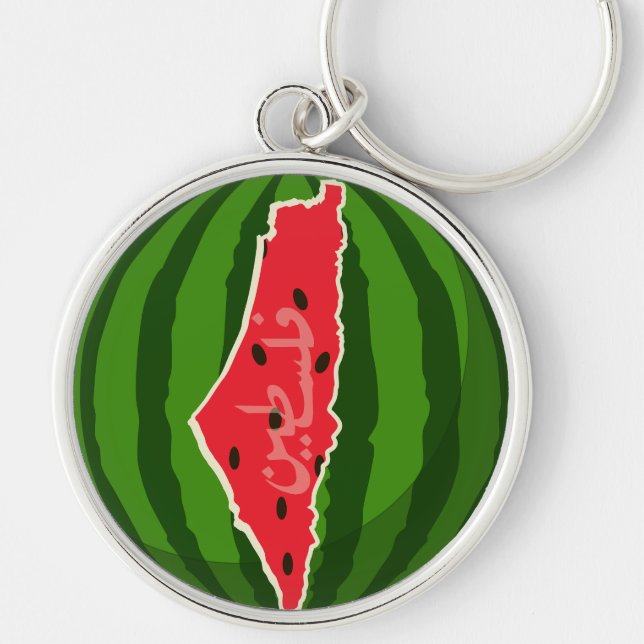Palestine Watermelon Flag Map. Free Palestinians. Keychain (Front)