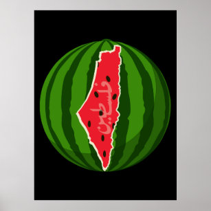 Palestine Watermelon Flag Map. Free Palestinians Poster