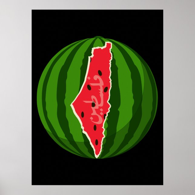 Palestine Watermelon Flag Map. Free Palestinians Poster (Front)