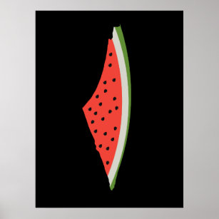 Palestine Watermelon Flag Map. Free Palestinians. Poster