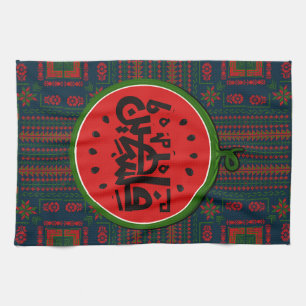 Palestine watermelon-Palestine Arabic word"فلسطين" Kitchen Towel