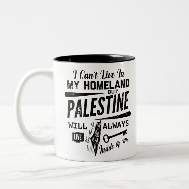 Palestine will always live inside of me-blk Two-Tone coffee mug (Left)