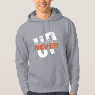 PALESTINE WILL NEVER GIVE UP   Bold Grunge Protest Hoodie