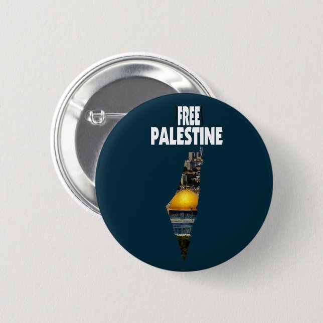 Palestinian Al Quds Free Palestine 2 Inch Round Button (Front & Back)