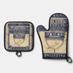 palestinian ancient stamp 1920_ palestine folklor oven mitt & pot holder set