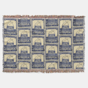 palestinian ancient stamp 1920_ palestine folklor throw blanket