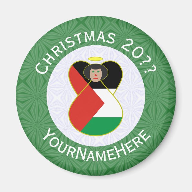Palestinian Angel Christmas Flag Personalized  Magnet (Front)