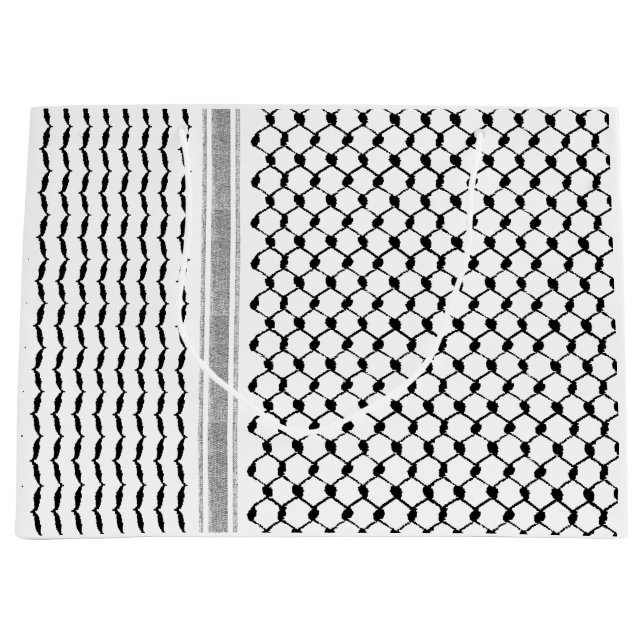 Palestinian Arabic Kufiya Pattern Customized Large Gift Bag (Front)