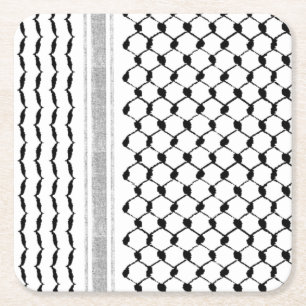 Palestinian Arabic Kufiya Pattern Customized  Square Paper Coaster