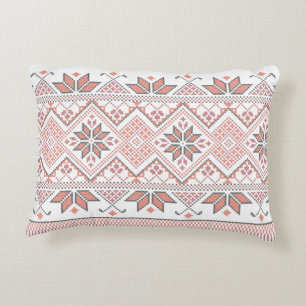Palestinian Arabic Tatreez Embroidery Pattern Accent Pillow