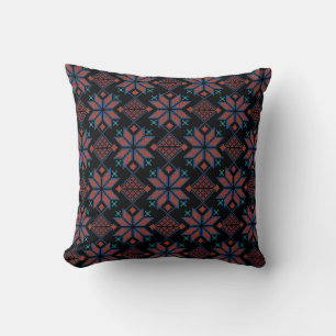 Palestinian Embroidery Design 4 Pillow Black