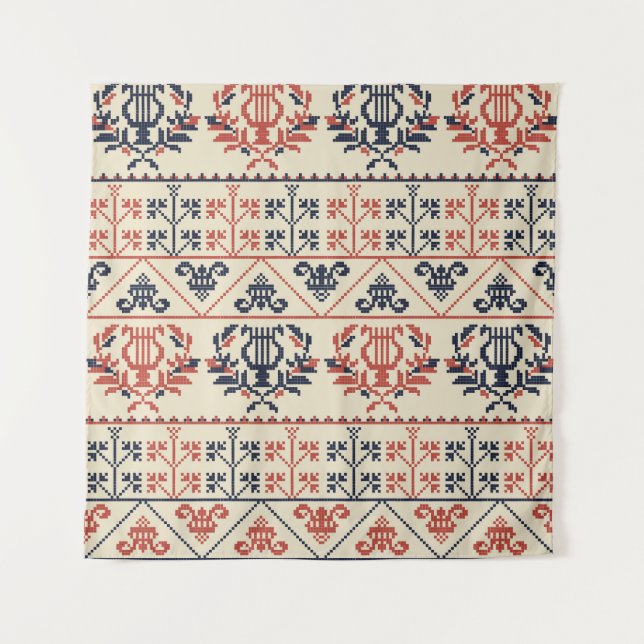 Palestinian embroidery motif, seamless pattern des tapestry (Front)