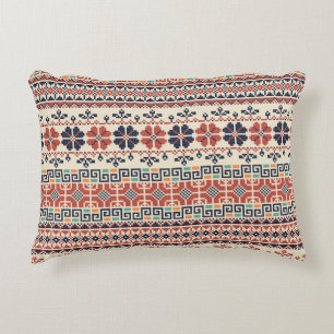 Palestinian Embroidery Motif: Traditional Beauty. Accent Pillow