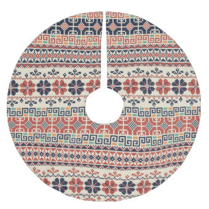 Palestinian Embroidery Motif: Traditional Beauty. Brushed Polyester Tree Skirt