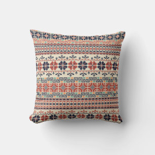 Palestinian Embroidery Motif: Traditional Beauty. Throw Pillow