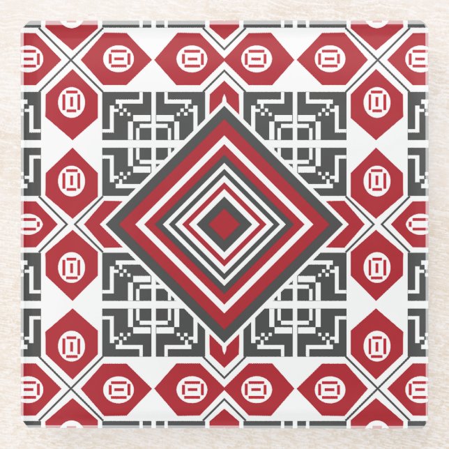 Palestinian Embroidery pattern 2  Glass Coaster (Front)
