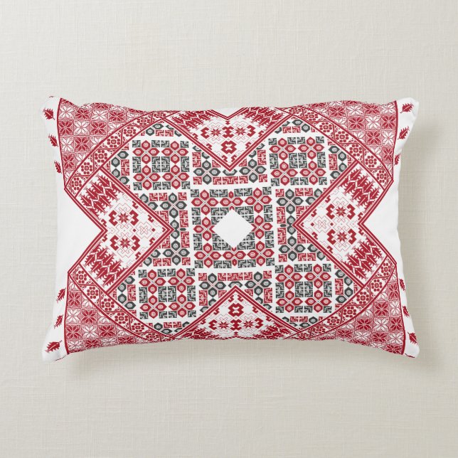 Palestinian Embroidery Pattern Accent Pillow (Front)