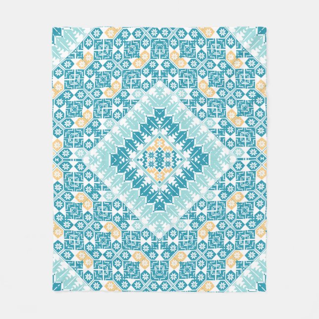 Palestinian Embroidery pattern Printed Design Fleece Blanket (Front)