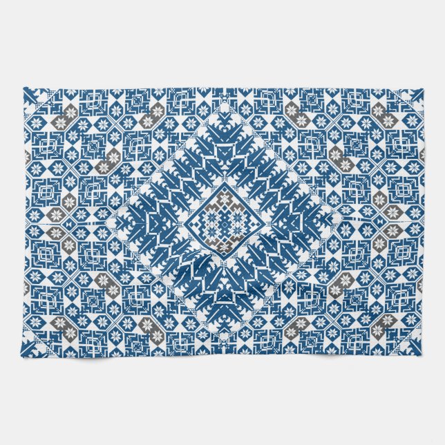 Palestinian Embroidery pattern Printed Design Kitchen Towel (Horizontal)