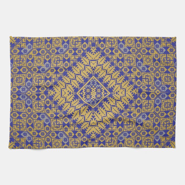 Palestinian Embroidery pattern Printed Design Kitchen Towel (Horizontal)