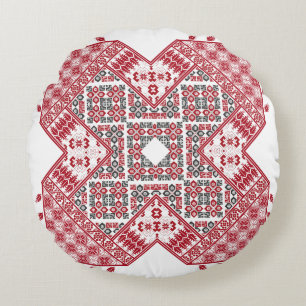 Palestinian Embroidery Pattern Round Pillow